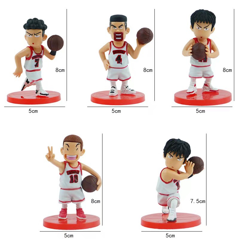 5pcs Film Basket Slam Dunk Action Figure Set Anime Sakuragi Hanamichi Kaede Rukawa Boneka Koleksi Model Mainan