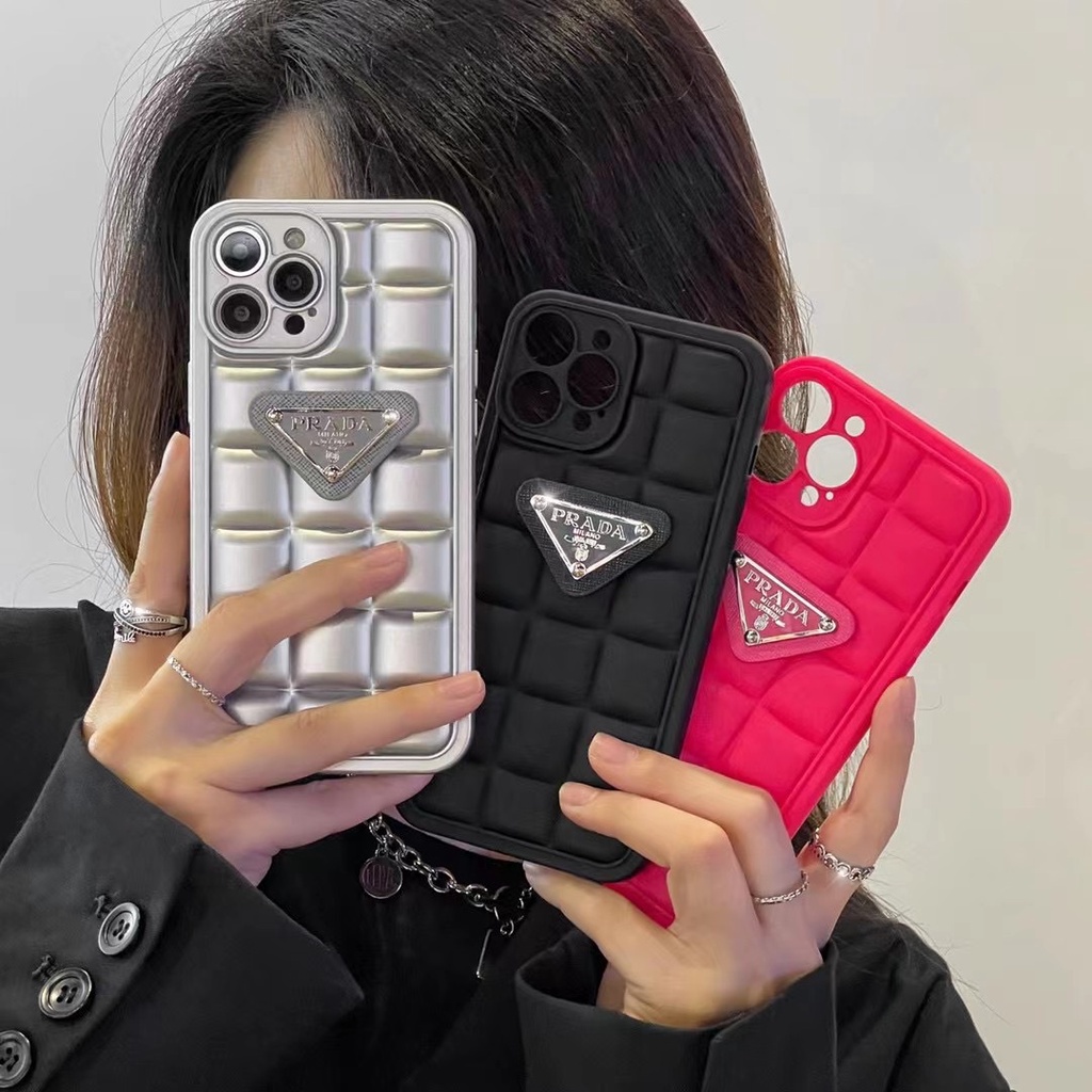 Chaopai Square Prada Triangle Logo Cocok Untuk iPhone Phone Case