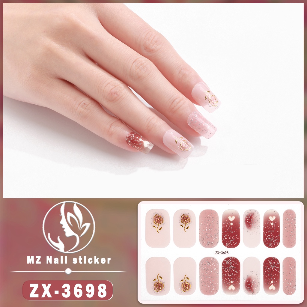 3d Vision Finger Nail Sticker Gaya Pesta Nail Art Berlian Mutiara Permata Warna-Warni Laser Gradien DIY Stiker Kuku