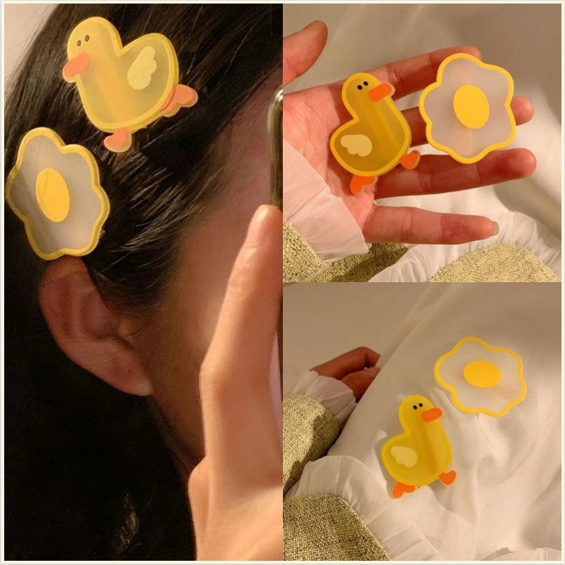 【Bayar di tempat】Kartun Lucu Bebek Kuning Kecil Klip Rambut Perempuan Poni Klip Aksesori Rambut Kreatif