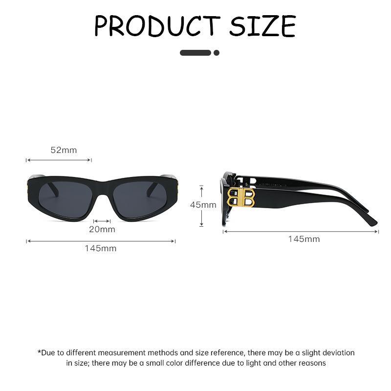 【Bayar di tempat】Chic Gold Double B Narrow Rectangle Frame Sunglasses Untuk Wanita Pria Keren Hitam Aesthetic Shades Trendy Anti Radiasi Sunnies Eyeglasses Outdoor Fashion Eyewear