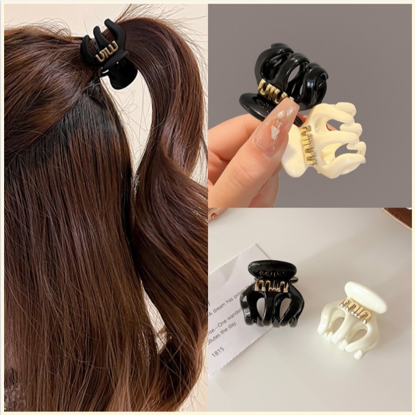 【Bayar di tempat】Lembut Elegan Wanita Jepit Rambut Huruf Vintage Hair Claw Clip Fashion Hiasan Kepala Serbaguna