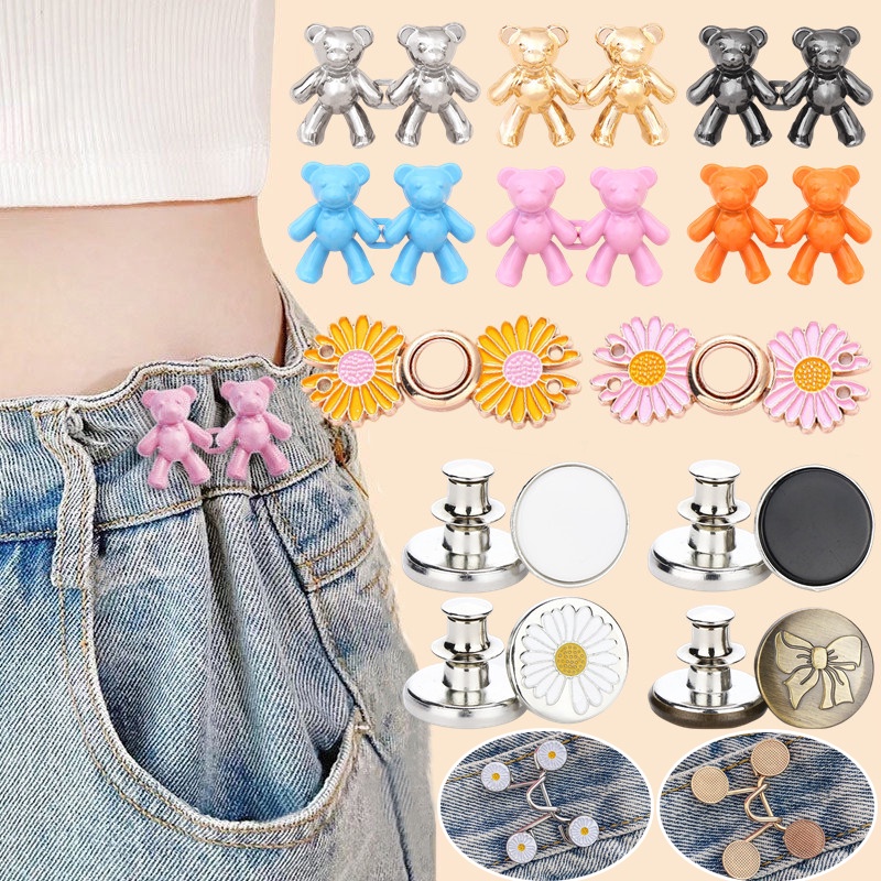 Bear Detachable Metal Buttons Snap Fastener Pants Pin Tombol Ditarik Jahitan-Gratis Gesper Jeans Cocok Sangat Mengurangi Pinggang