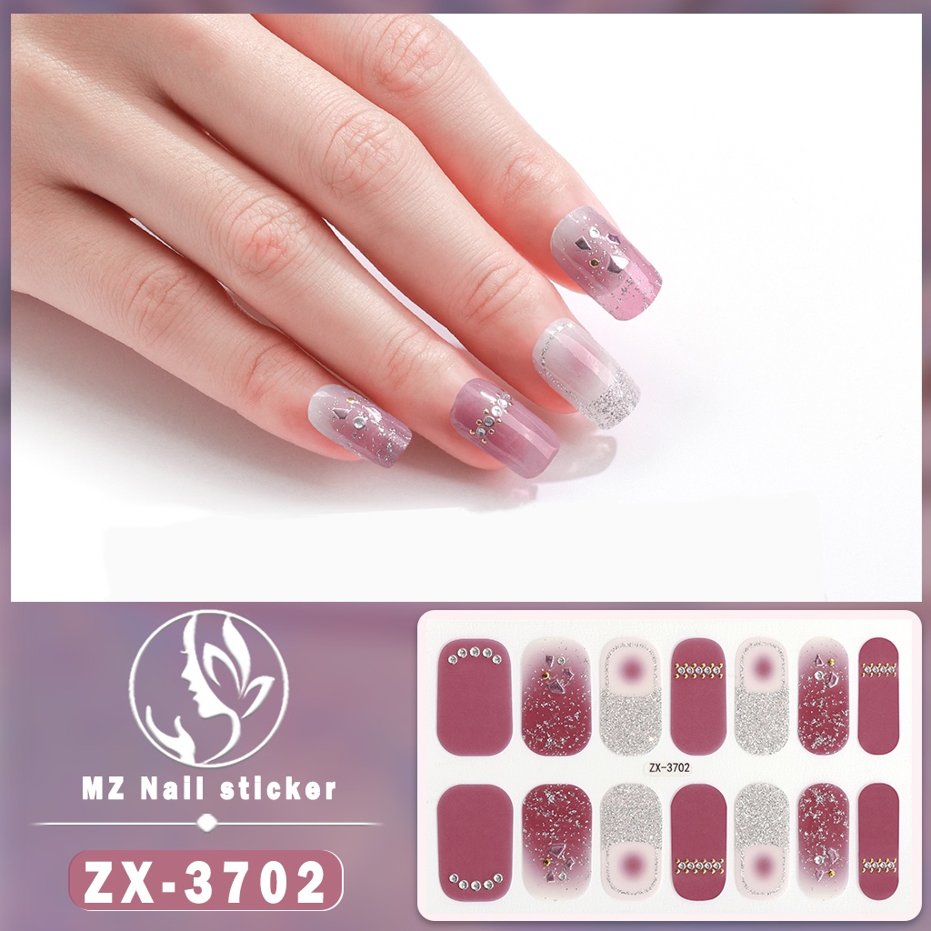 3d Vision Finger Nail Sticker Gaya Pesta Nail Art Berlian Mutiara Permata Warna-Warni Laser Gradien DIY Stiker Kuku