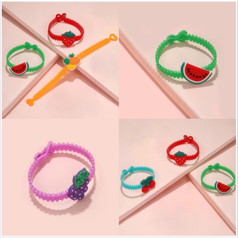 【Bayar di tempat】 Kartun Buah Gelang Anak Lucu Tangan Ornamen Hati Gelang Lubang Satu