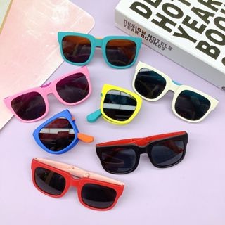 【Bayar di tempat】Kacamata Hitam Anak-Anak Yang Dapat Dilipat Cermin Kacamata Pantai Fashion square sunscreen sunglasses