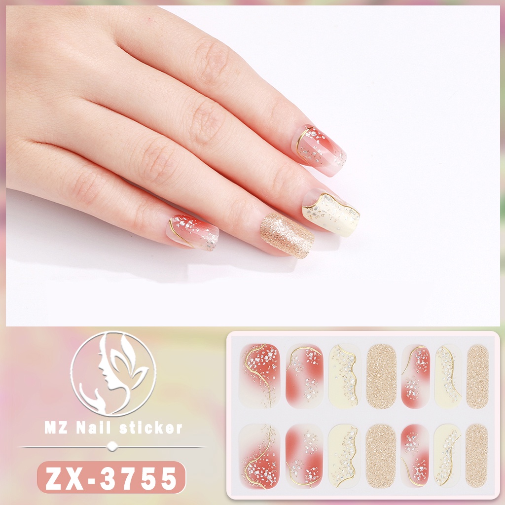 3d Vision Finger Nail Sticker Gaya Pesta Nail Art Berlian Mutiara Permata Warna-Warni Laser Gradien DIY Stiker Kuku