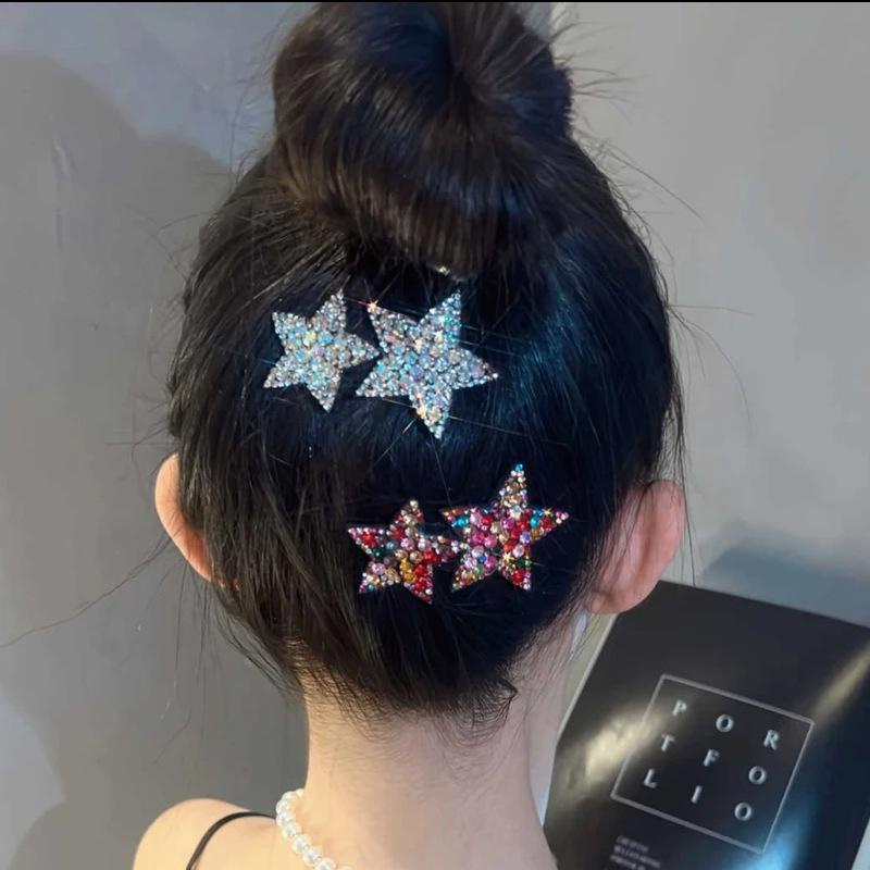 【Bayar di tempat】Berlian Imitasi Pentagram Jepit Rambut Manis Lucu Duckbill Klip Perempuan Poni Klip Aksesori Rambut