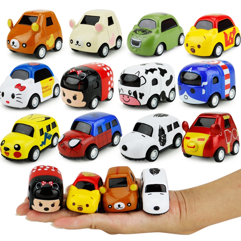 Baru Menyenangkan Kartun Kembali Paduan Mobil Model Saku Mainan Mobil Anak Mini Pocket Treasure Q Version Car