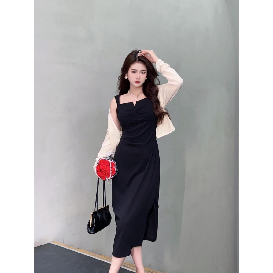 Red Plus size fat sister suit fashion trend women s suspender skirt slim fit bag hip dress sun protection outer shirt two-piece set