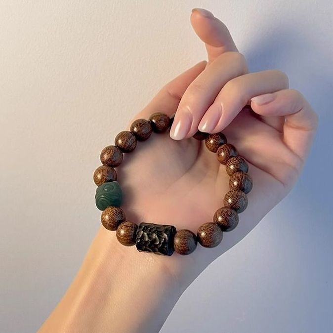 Ancient Style Blackwood Crafts Xingshi Buddha Beads Nanmu Bracelet