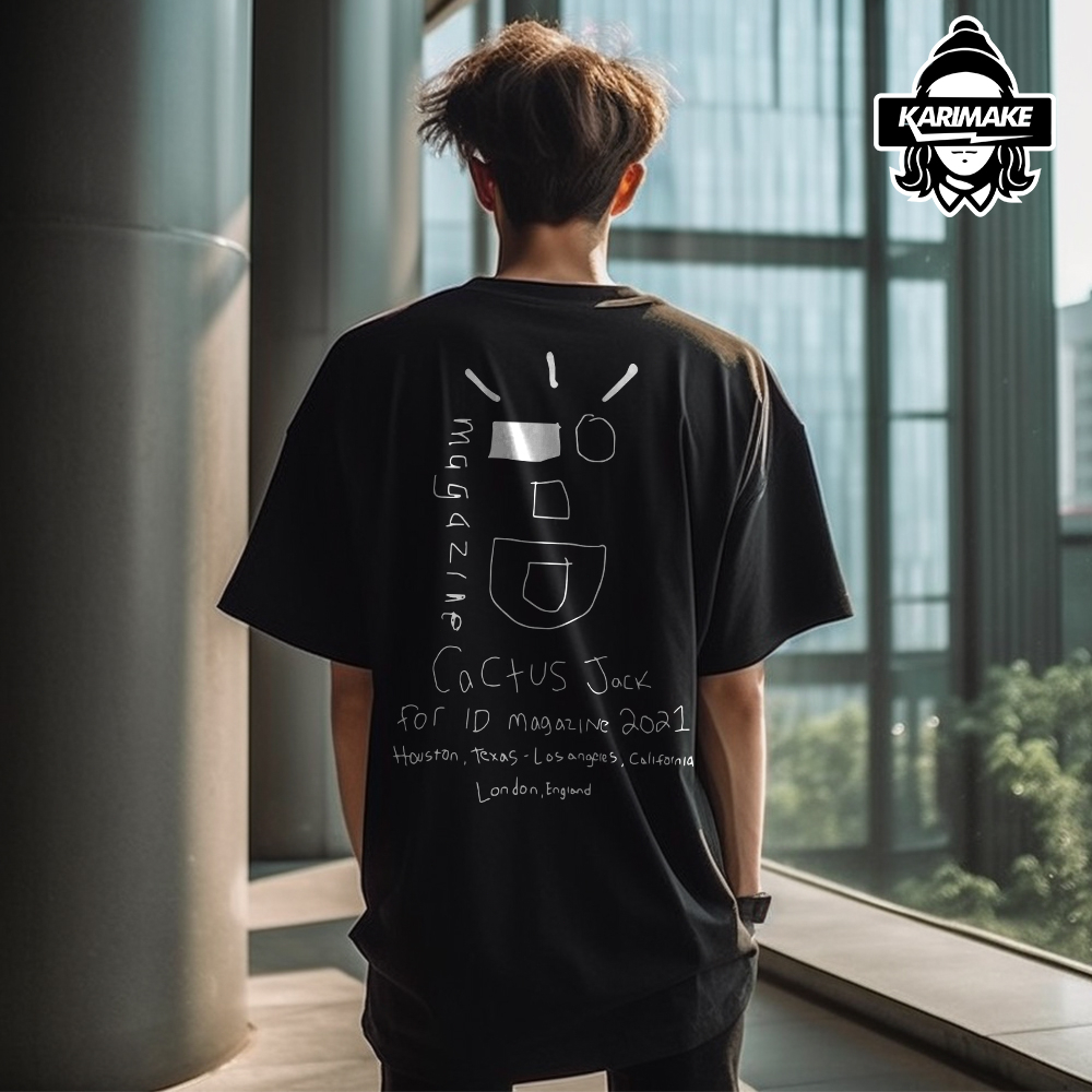 Dark Icon Travis Scott Portrait Fashion Fog High Street Hip Hop Versatile Men Women Short Sleeve T-s