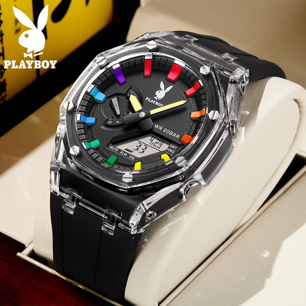Playboy Jam Tangan Lelaki Original 100% Watch Man Birthday Fashion Sport Digital Clock Waterproof Q