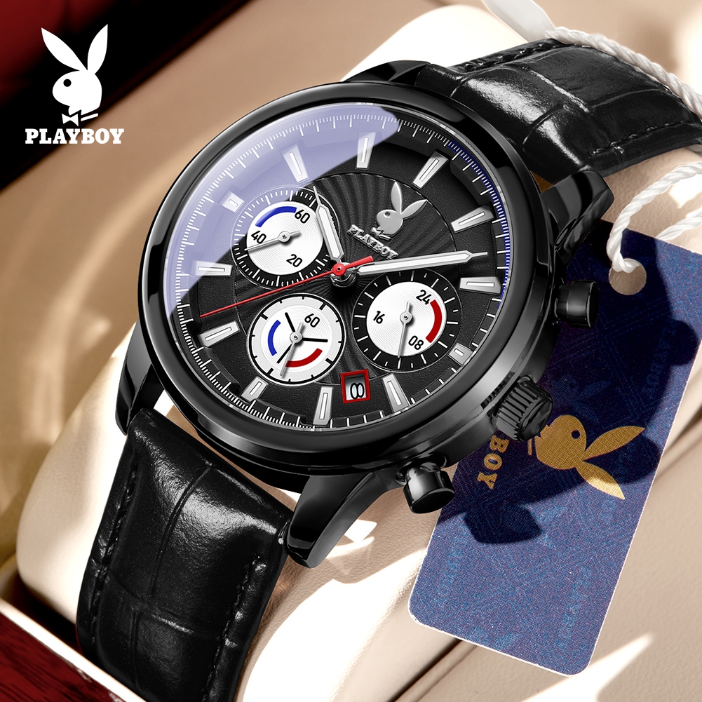 PLAYBOY Jam Tangan Lelaki Original 100% Watch Man Birthday Waterproof Quartz Movement Leather Busin