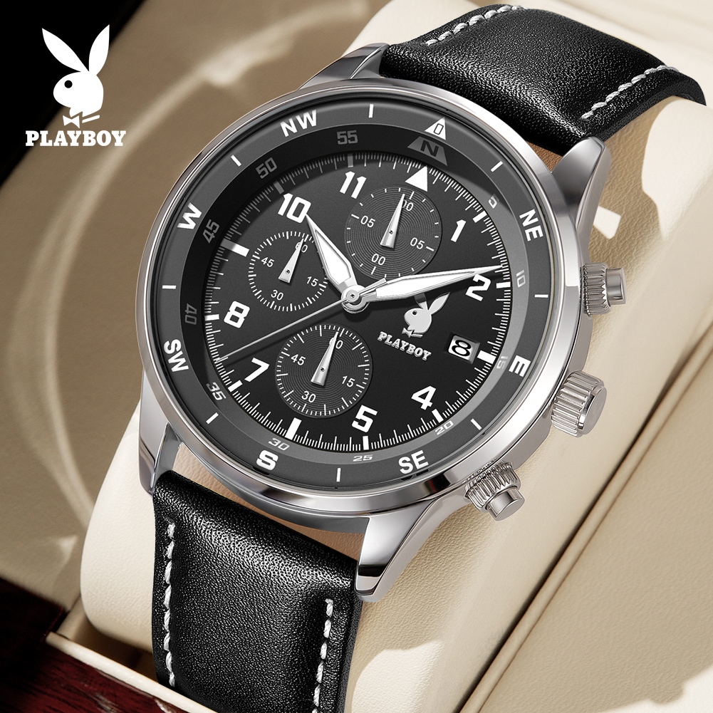 PLAYBOY Jam Tangan Lelaki Original 100% Watch Man Birthday Leather Waterproof Digital