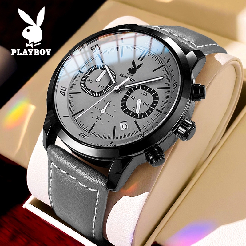 PLAYBOY Jam Tangan Lelaki Original 100% Watch Man Birthday Waterproof Quartz Movement Leather Busin
