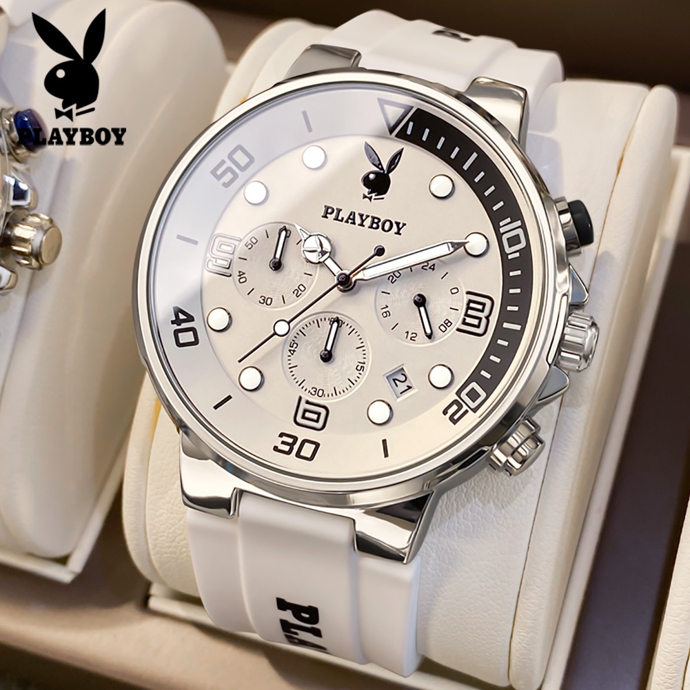 PLAYBOY Jam Tangan Lelaki Original 100% Watch Man Birthday Waterproof Movement Rubber Leisure Sport