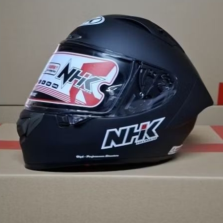 Helm Full Face NHK GP R-Tech Street Solid Black Doff Size M