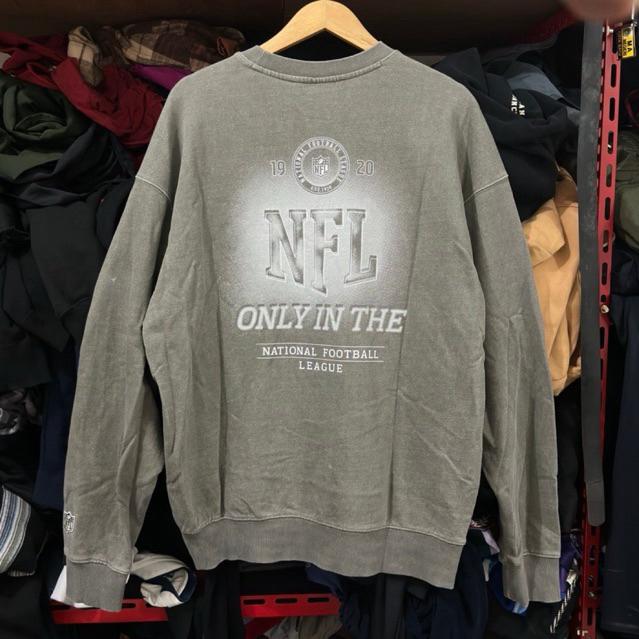 Crewneck NFL pigment washing gray, abu wash backprint like new rare item