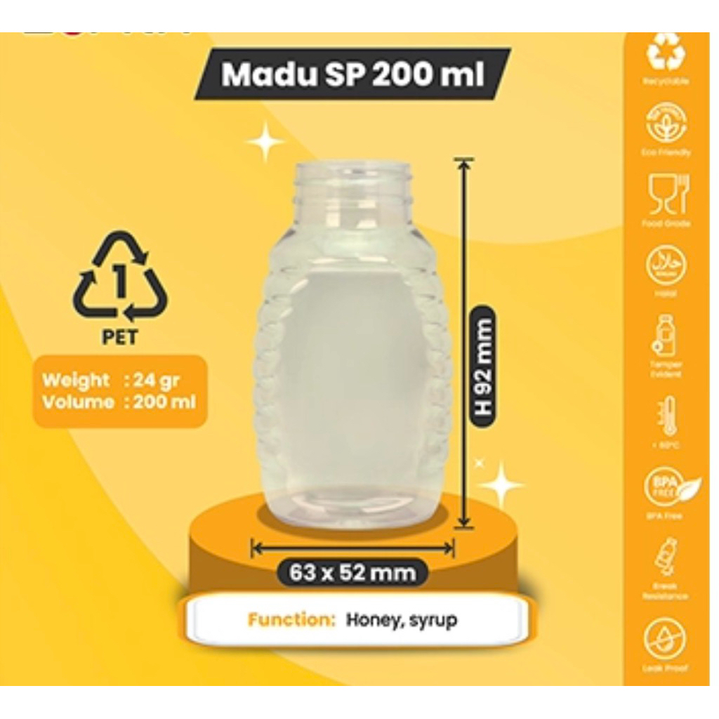 Botol Madu SP 200 ml botol madu tj besar