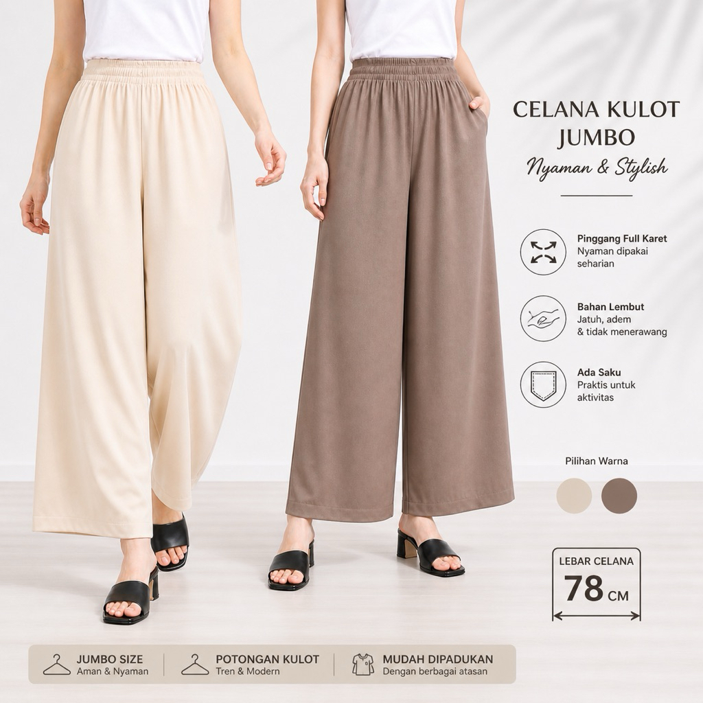 Kulot Rayon Twill Premium Hommy - Celana Kulot Saku Twill