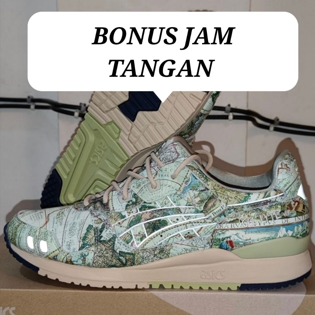 Sepatu Asics ahq gel lyte III OG world map