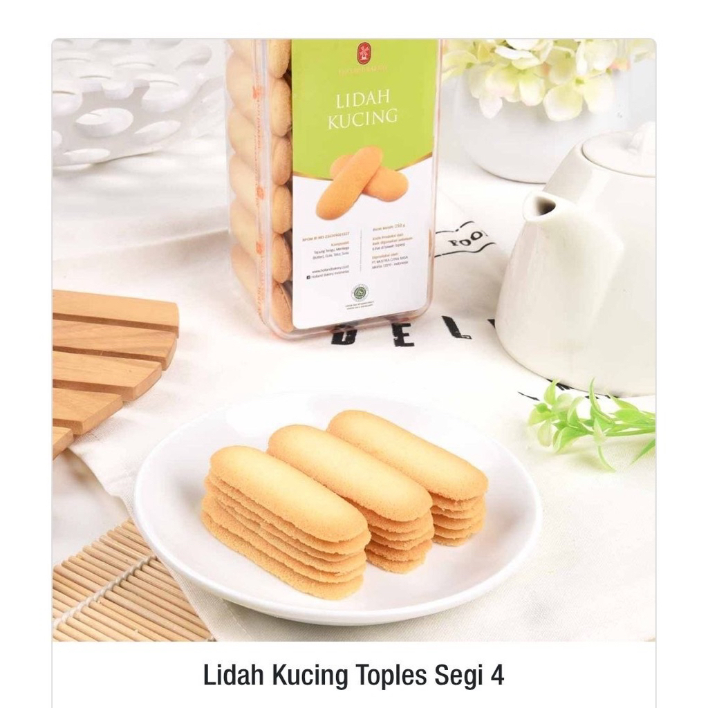 Lidah Kucing Cookies Toples Segi 4 Holland Bakery