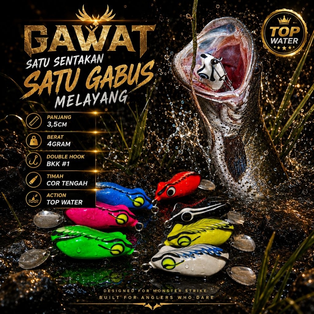 Soft frog killer 3,5cm /umpan casting gabus/soft frog timah cor/umpan pancing mainan/umpan gabus