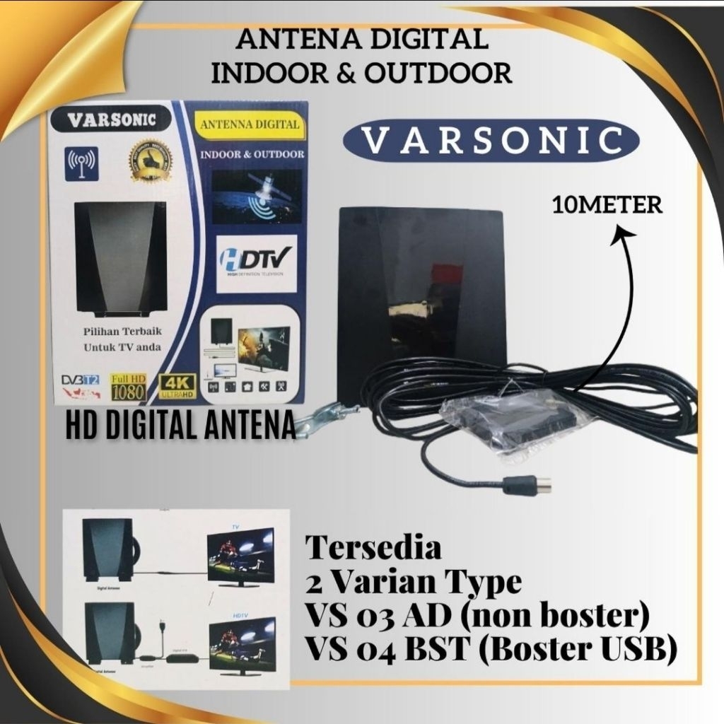 VARSONIC VS-03AD/VS-04BST ANTENA TV DIGITAL FULL HD 1080 4K ULTRA HD INDOOR DAN OUTDOOR