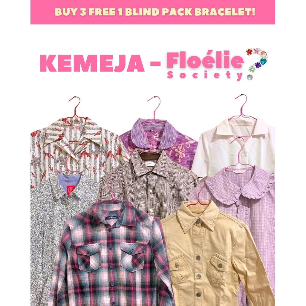 Preloved Kemeja BUY 3 FREE 1 BLIND BAG GELANG | Connexion, RA, Jester, Minatono, Exit, Jepang, Korea