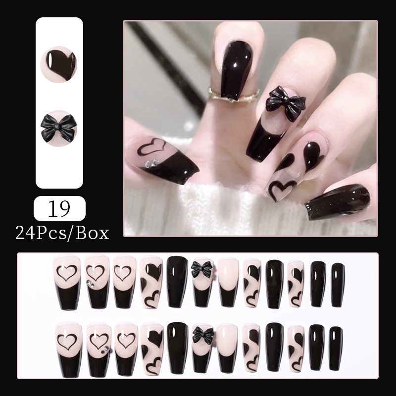 24pcs / Kotak Kuku Palsu Akrilik Dekorasi Nail Art Diy