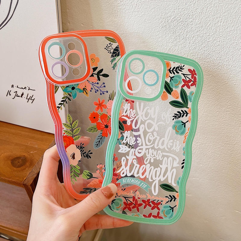 Case OPPO A17 A57 2022 A77S A15 A16 A16K A54 A12 A5S A7 A94 A93 A3S A11k A53 A31 A52 A92 A37 F9 A1K A76 A36 5F A9 2020 Fasion Bunga Segar Kecil Tanaman Kreatif Halus Cover