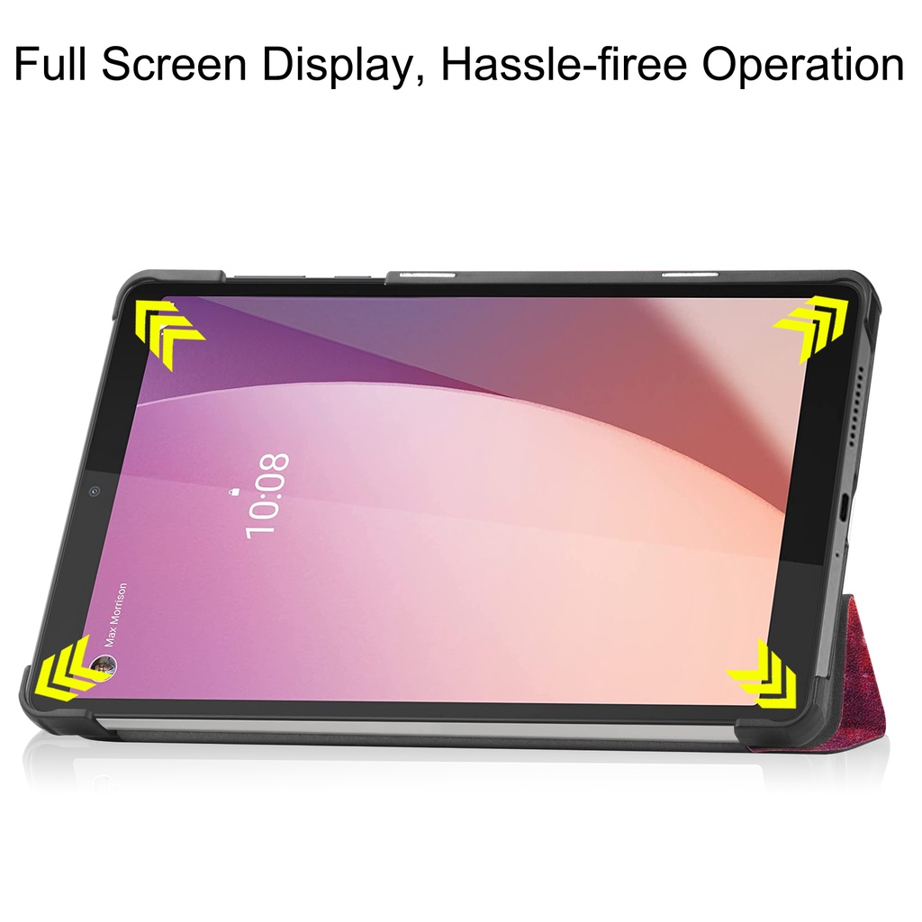 Untuk Lenovo Tab M8 (Gen Ke-4) 2023 8.0 &quot;TB-300FU Tablet Perlindungan Case Fashion Pola Dicat Tiga-Lipat Custer Flip Stand Casing Kualitas Tinggi Kulit PU Cover