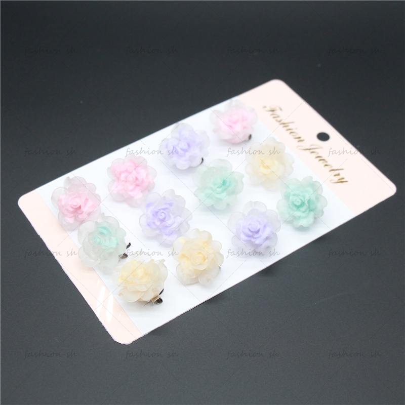 12 Pcs Baru Bercahaya Tinta Celup Buram Mawar Bros Syal Jarum Panjang muselin alloy needle