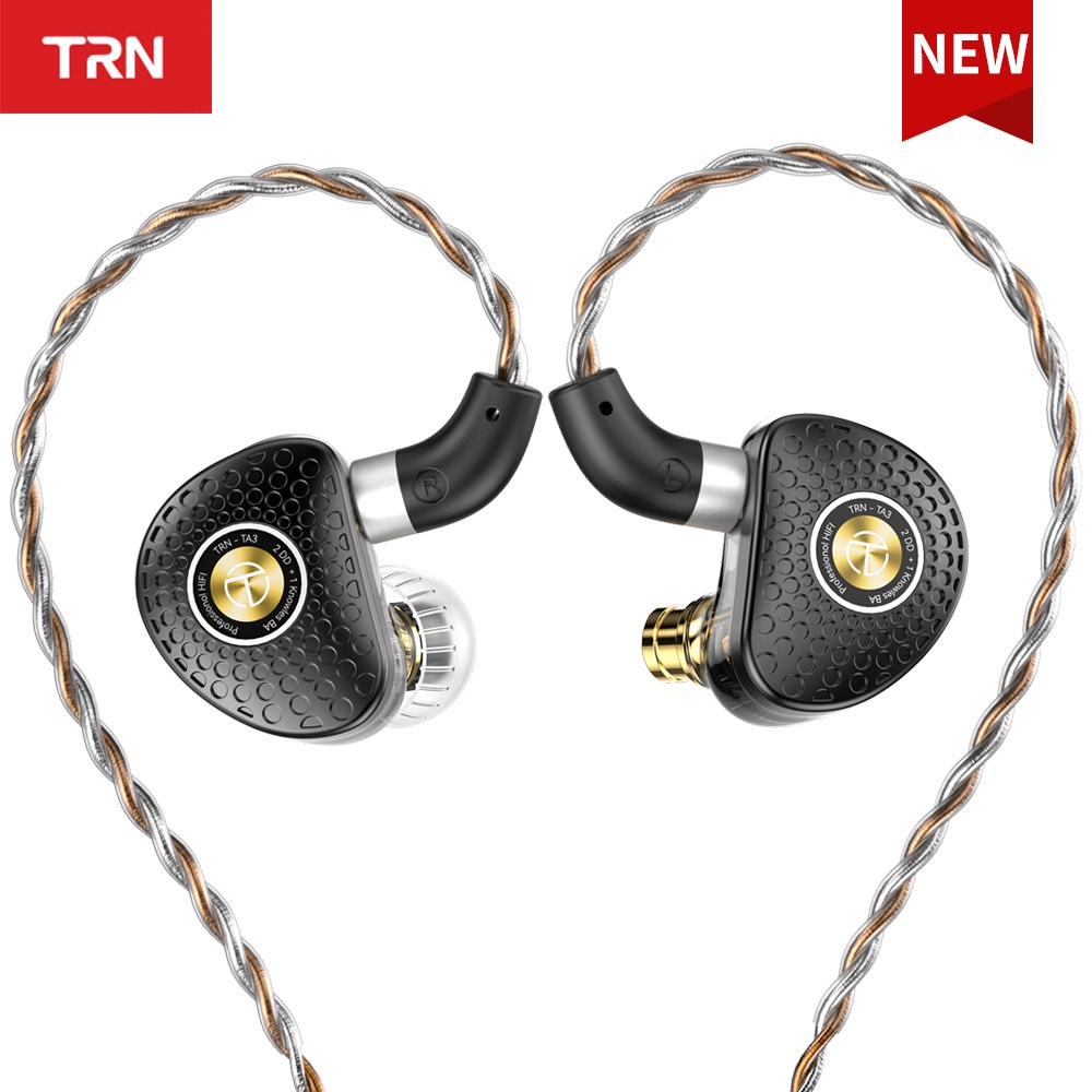 Trn TA3 Hi-FI 2DD 1BA Knowles Hybrid Beryllium Plated Dynamic In ear Earphone HIFIMetal Running IEM Untuk MT4 MT3 VX PRO TA1