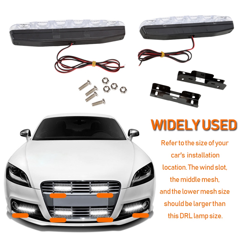 【Sepasang】 Lampu Led Drl Mobil 6 Titik Mata Super Terang Lampu Bumper Depan Mobil 12 V Tahan Air