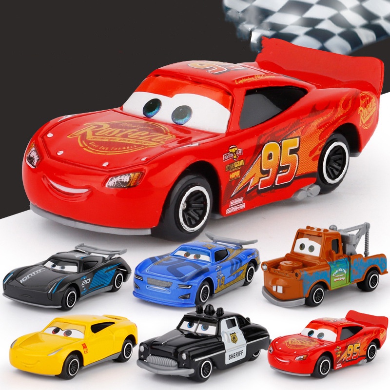 Pixar Cars2 3 Petir McQueen Mater Jackson Storm Ramirez Diecast Kendaraan Cars Mainan Anak 6PCS/Set