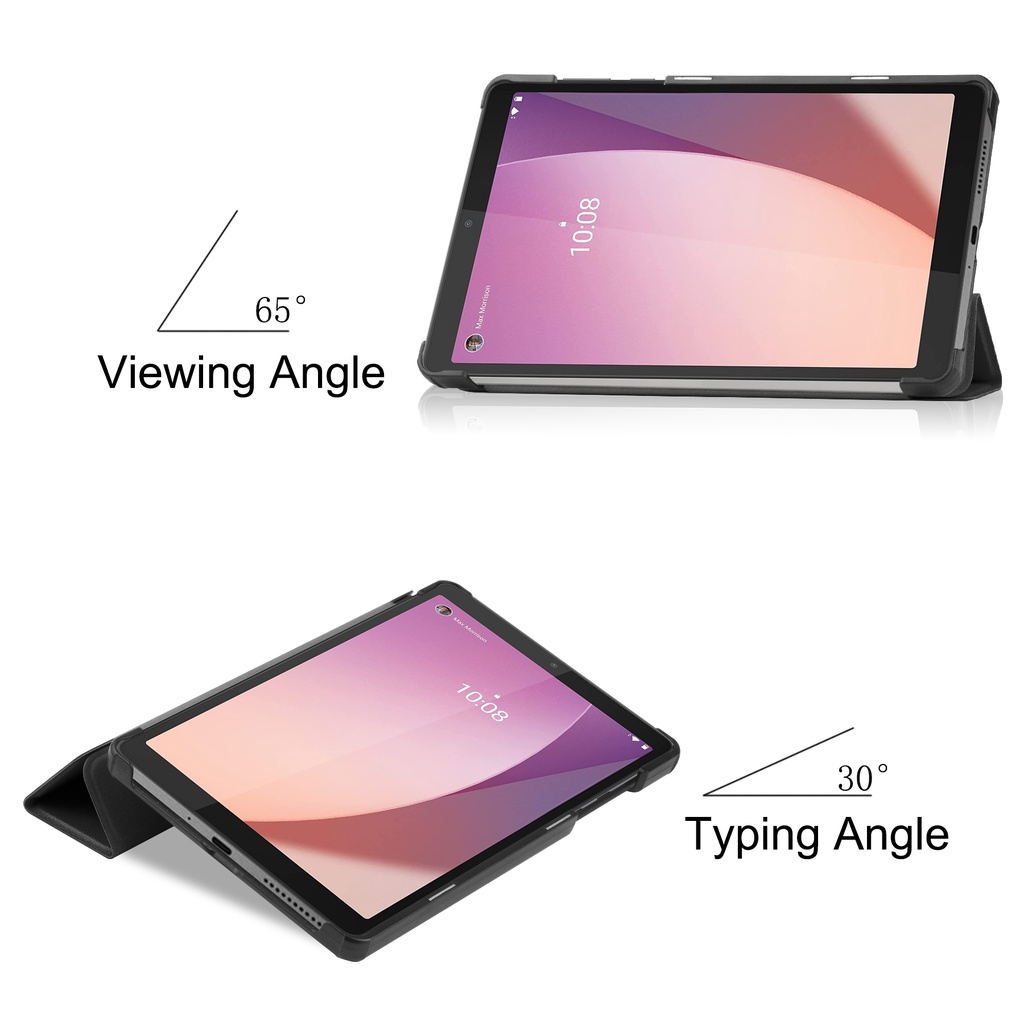 Untuk Lenovo Tab M8 (Gen Ke-4) 2023 8.0 &quot;TB-300FU Tablet Perlindungan Case Fashion Tri-fold Custer Stand Casing Flip Holder Warna Solid Penutup Kulit