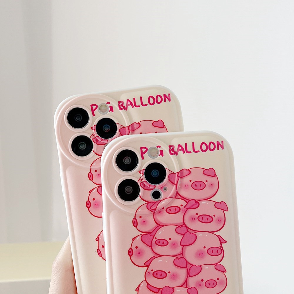 Compatible For iPhone 14 13 12 11 Pro Max X XR Xs Max 8 7 6 6s Plus SE 2020 Kompatibel Untuk Balon Babi Ponsel Case TPU Soft Cover Pelindung