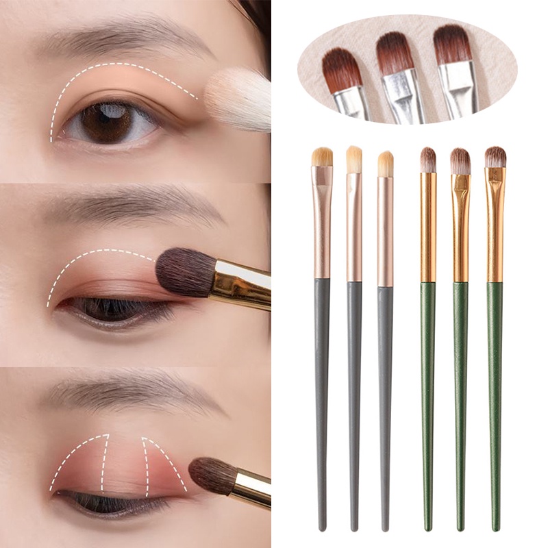 3pcs Set Kuas Eye Shadow Profesional/Eyeliner Sintetis Premium Tidur Silkworm Brush Make up Brush/Untuk Mengaplikasikan Concealer, Alis, Eye Shadow/Alat Kosmetik Basic