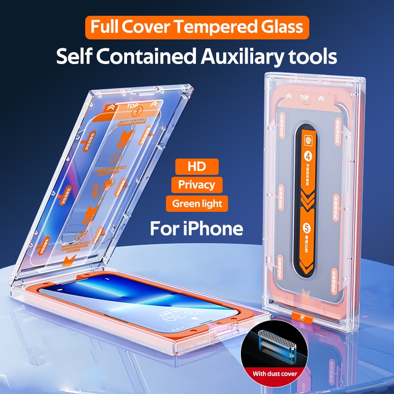 Pelindung Layar HD Untuk iphone 14 Pro Max13 12 11 XS Max XR X XS 2paket Full Cover Tempered Glass Mudah Pasang