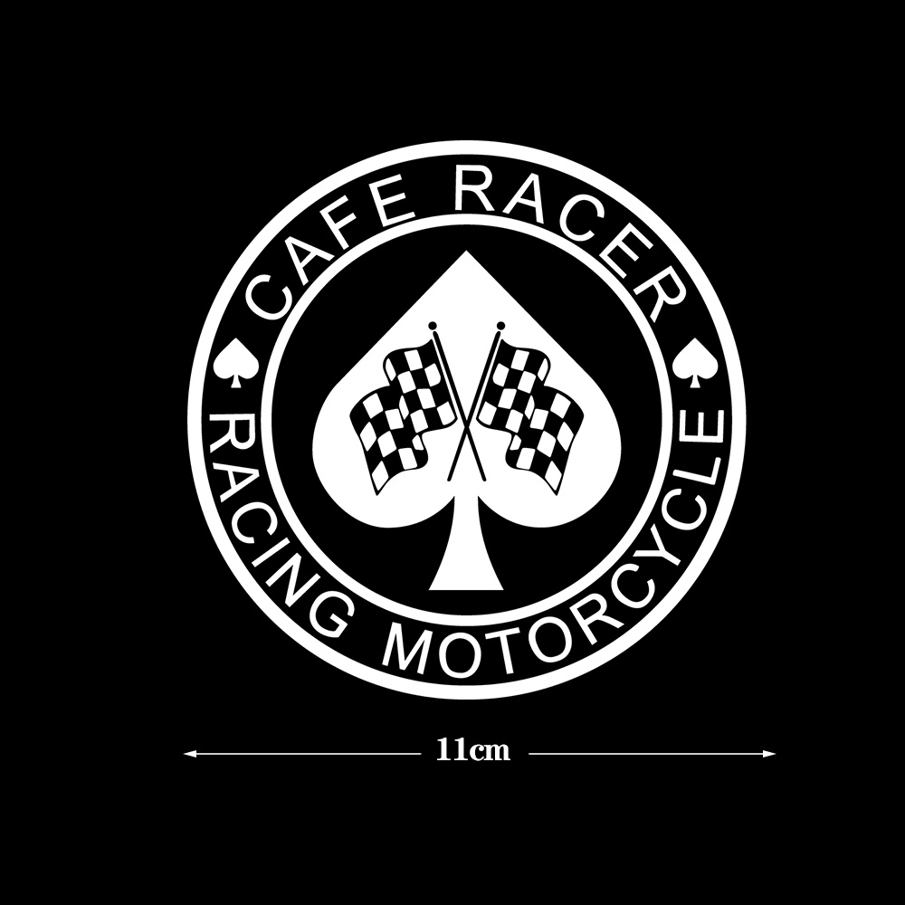 Cafe RACER Racing Motor Harley Retro Spade Racing Bendera Kepribadian Logo Stiker Tahan Air Reflektif Stiker Ksatria Helm Dekorasi Stiker Tahan Air Tabir Surya Decal