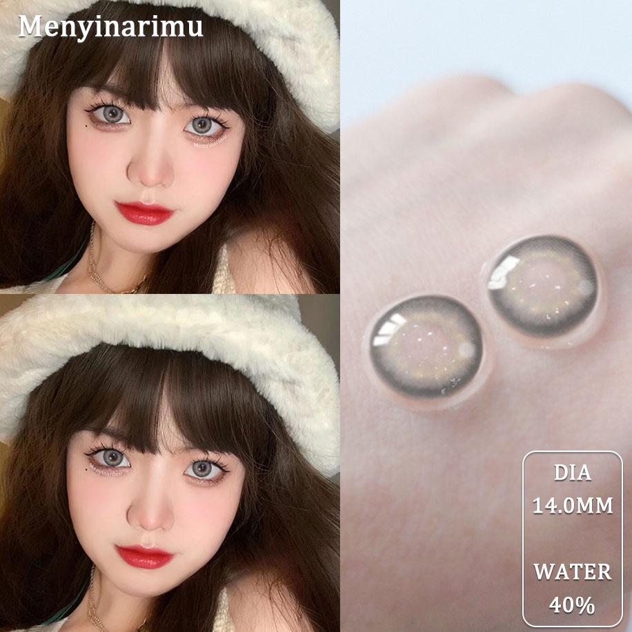 2022 NEW【COD&amp;Barang spot】RICHGIRL GRAY BROWN BLUE~ SOFTLENS 2PCS NORMAL &amp; MINUS(0.00) FREE LENSCASE / DIA 14.0MM / EXOTICON INNOCENT BIG EYE SOFLEN SOFLENS SOFTLENS