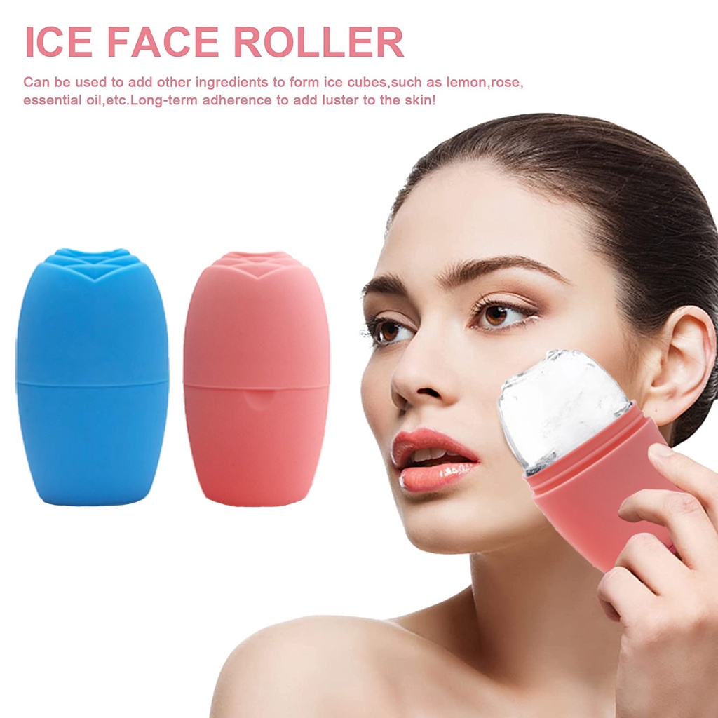 ICE GLOBES ROLLER - Pink/Blue-Beauty Crystal Ball Glitter/ Ice Globes Facial Roller Glitter/ alat pijat Muka Untuk Perawatan Kulit Wajah/Anti aging/Jerawat Perawatan