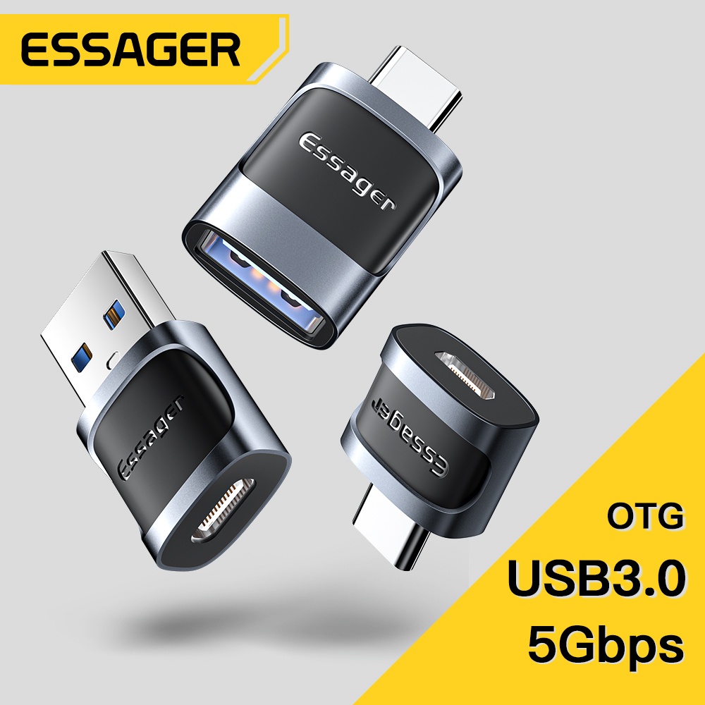 Essager OTG Mini Type C Female to USB Male Adapter USB To Type C Converter Penghubung Hp Ke Laptop K