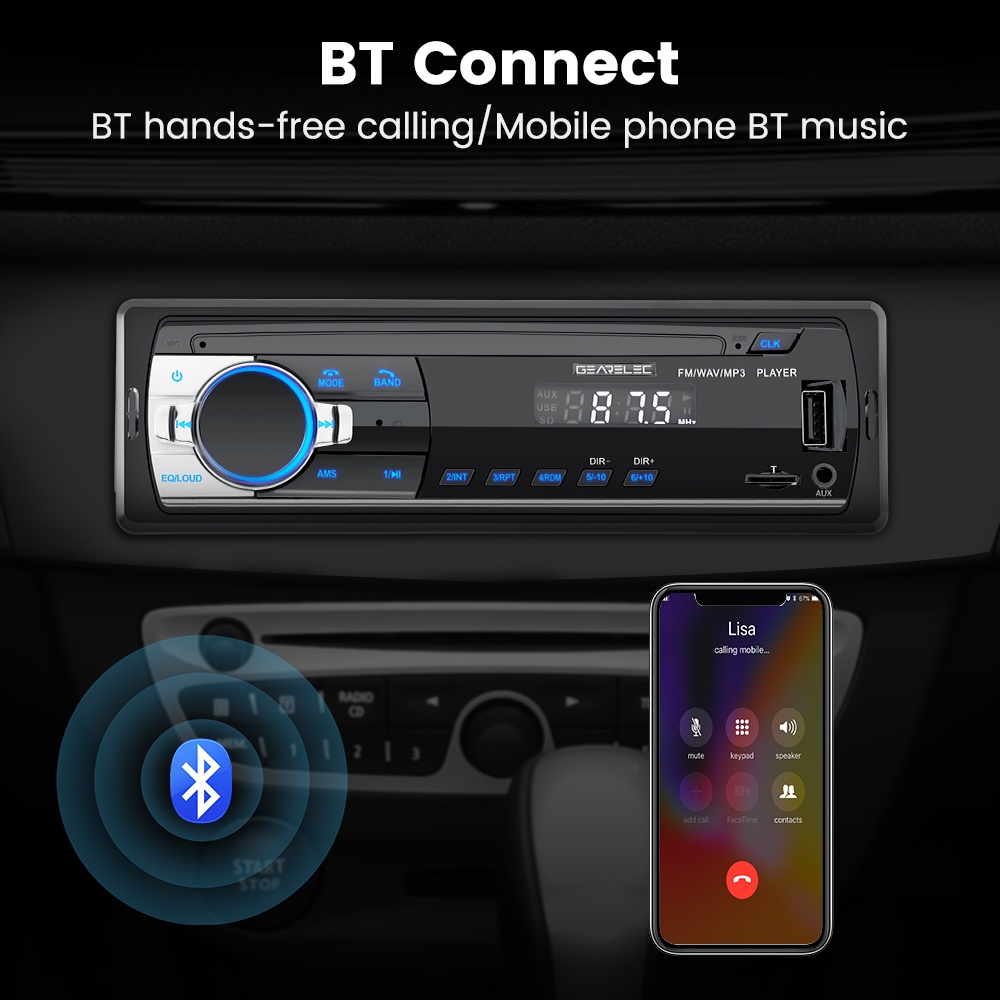 Tape Audio Mobil Single Din Bluetooth Version Multifungsi Bluetooth USB MP3 FM Radio USB JSD-520/1030