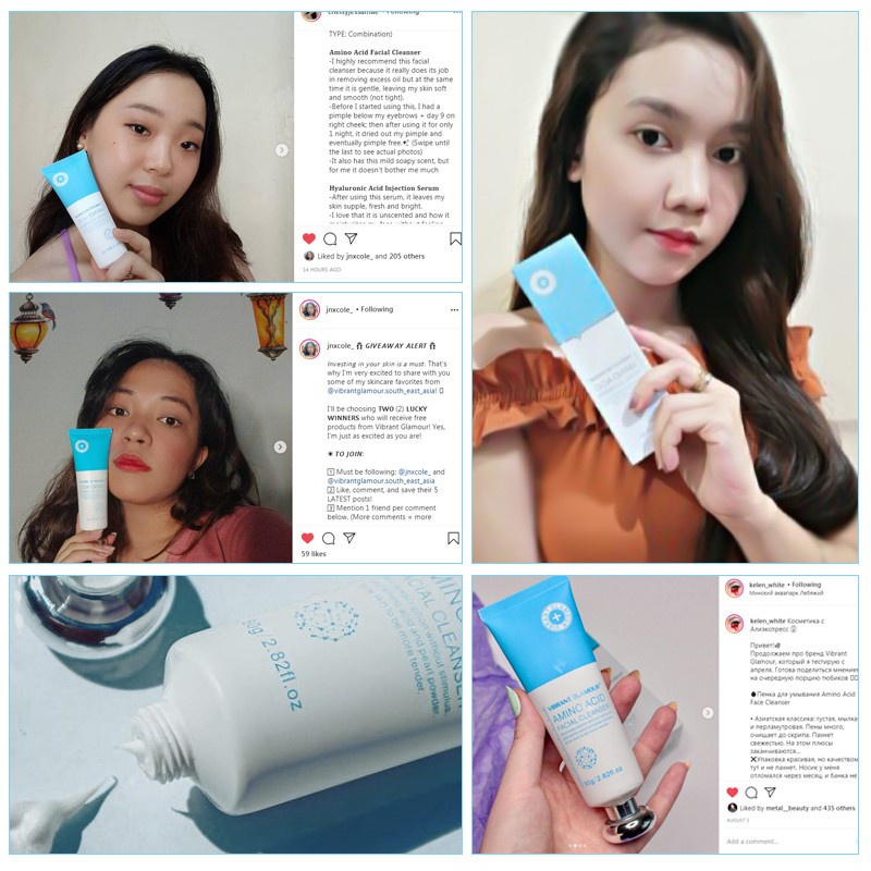 Vibrant Glamour Amino Acid Facial Cleanser 80Gr Ultra Gentle Cleansing Mousse Pembersih Jerawat Wajah Sabun Muka Face Wash Foam Cleanser