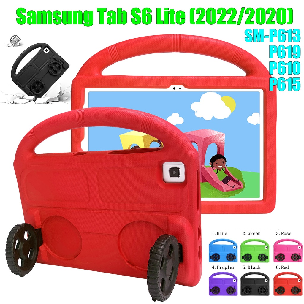 Untuk Samsung Galaxy Tab S6 Lite (2022 /2020) 10.4 &quot;SM-P610 SM-P615 SM-P613 SM-P619 Fashion Roda Portable Stand Tablet Cover Perlindungan Anak-Anak Bahan EVA Penebalan Shockproof Case