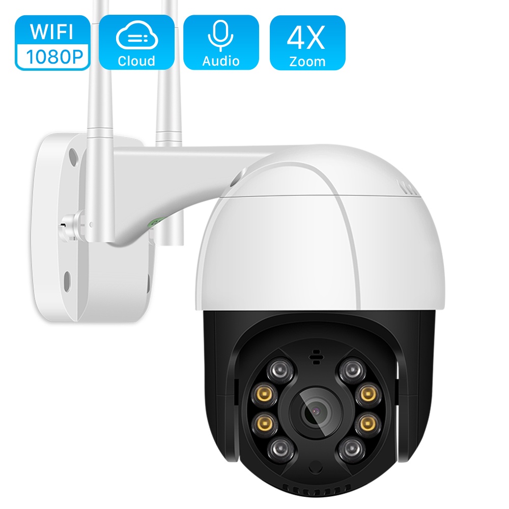 [ Black/White ] IP Camera 8MP outdoor PTZ speed dome app ICSEE Full HD 1080P Lensa.