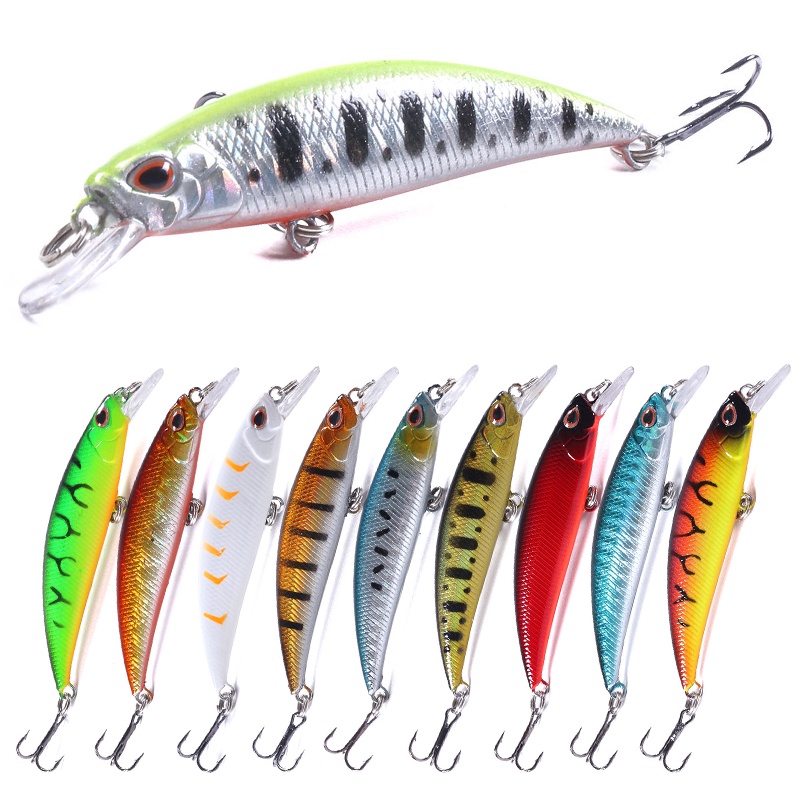 Hengjia  Wholesale 100Pcs Hot SaleTenggelam Ikan Kecil Memancing Umpan Minniw Fishing Lures 80mm 9g Plastik Keras Umpan 70s